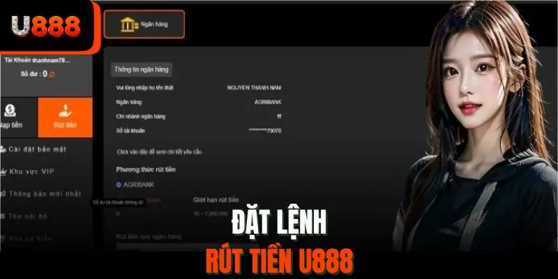 Đặt lệnh rút tiền U888