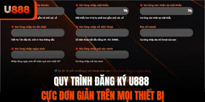 Quy trình đăng ký U888 cực đơn giản trên mọi thiết bị